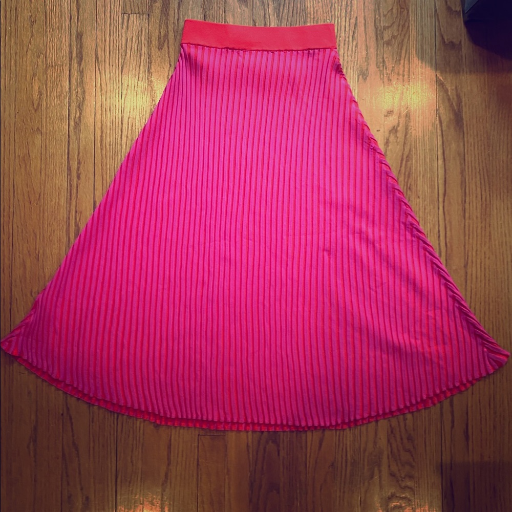 Zara Pink and Orange Midi Pleated Skirt